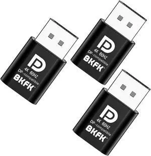 BKFK 4K DisplayPort Headless Dummy Plug - Supports 1080p-240Hz EDID Emulator Dongle 60Hz for Crypto Mining, Remote Servers, and Virtual Desktops(DP-4K-3P)