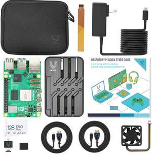 Vilros Complete Starter Kit for Raspberry Pi 5 with Aluminum Passive and Active Cooling Case-Includes Pi 5 Board, Case, Power Supply, 128GB Preloaded SD Card, HDMI Cables & More