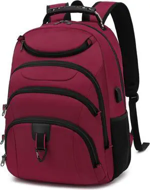 Boavan Laptop Backpack for men, 15.6 inch Laptop Bag with USB Port, Waterproof Travel Work Backpack Purse, Anti-Theft Teacher Nurse Doctor Casual Bookbags Office Business backpack,Russet Red