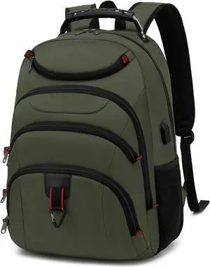 Boavan Laptop Backpack for men, 15.6 inch Laptop Bag with USB Port, Waterproof Travel Work Backpack Purse, Anti-Theft Teacher Nurse Doctor Casual Bookbags Office Business backpack,Green