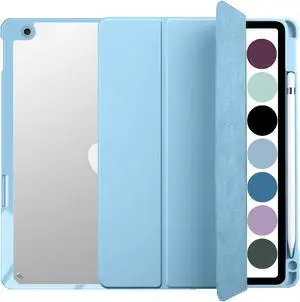 DuraSafe Cases for iPad 7th 8th 9th Gen 2019/2020 / 2021-10.2 Inch [iPad 9 8 7 ] A2602 A2270 A2197 MW762LL/A MW742LL/A MYLC2LL/A MYL92LL/A Pencil Holder Soft Corner with PC Back Cover - Light Blue
