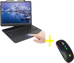 KBCASE iPad Pro 12.9 Keyboard Case, 360°Rotatable Touch Keyboard Case for iPad Pro 12.9 inch 6th/5th/4th/3rd Generation & LED Wireless Mouse Slim Silent Mouse 2.4G Rechargeable Laptop Mouse