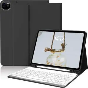 kenke Keyboard Case for iPad Pro 11 Inch 4th/3rd /2nd Generation (2022/2021/2020), Detachable Wireless Bluetooth Keyboard, Stand Folio Cover with Pencil Holder, Auto Sleep/Wake, Black