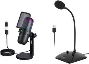 Ko-Star Mini USB Microphone for PC,Computer Gaming Mic for PS4/ PS5/ Mac,Adjust Condenser Mic with Quick Mute,RGB Light,Pop Filter,Shock Mount for Recording,Streaming,Podcasting,YouTube