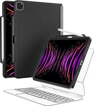 SwitchEasy CoverBuddy [Enhanced] Case for iPad Pro 12.9"Compatible with Magic Keyboard & Smart Keyboard Folio (Keyboard Not Included) | with Pencil Holder | for iPad Pro 12.9" 5-6th Gen, Leather Black