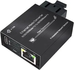 StarRoute Ultra Small Gigabit Fiber Media Converter, Duplex SC Single Mode 20km SM 1310nm, USB-C Power Port