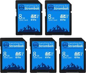 Everything But Stromboli 8GB SD Card (5 Pack) Speed Class 10 UHS-1 U1 C10 8G SDHC Memory Cards for Compatible Digital Camera, Computer, Trail Cameras