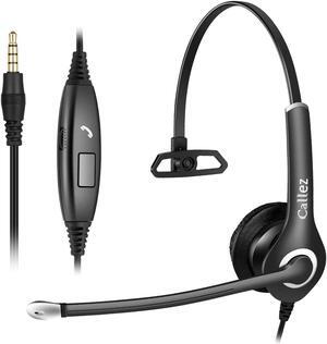 Callez 3.5mm Cell Phone Headset with Call Control, Computer Headset with Microphone Noise Cancelling for iPhone Samsung iPad PC Skype Office Meetings Call Center Work, Clear Chat, Super Comfort