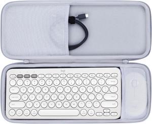 Lebakort Hard Carry Case Compatible with Logitech Pebble Keys 2 Combo K380s K380 Wireless Keyboard + M350 Pebble Mouse Combo (Off White Case)