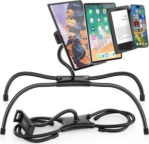 AboveTEK iPad Holder for Bed, Adjustable Tablet Bed Stand Mount, 360° Hands-Free Kindle Holder for Reading in Bed, Compatible w/ 4.7"-15.6" Tablets/iPads/Kindles/Phones/Samsung - Durable & Flexible
