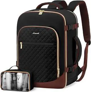 LOVEVOOK Travel Backpack for Women, 15.6in Laptop Backpack TSA Approved Carry on Luggage Personal Item Travel Bag for Business Weekender Hiking, Black-Brown