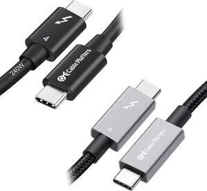 Cable Matters [Intel Certified 40Gbps Thunderbolt 4 Cable 3.3ft with 8K Video and 240W Charging & [Intel Certified] Braided 40Gbps Thunderbolt 4 Cable 3.3ft Black, with 240W Charging Power Delivery a