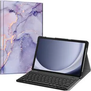 Fintie Keyboard Case for Samsung Galaxy Tab A9 Plus/A9+ 5G 11 Inch 2023 Model (SM-X210/X216/X218), Slim Lightweight Stand Cover with Magnetically Detachable Wireless Bluetooth Keyboard, Lilac Marble