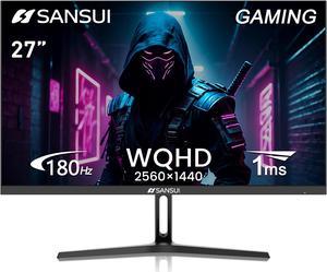 SANSUI 27 Inch WQHD 2560 x 1440 Gaming Monitor 180Hz 1ms Fast IPS Computer Monitor, HDMI 2.0 x2 | DP 1.2 x2 | VESA Mount, 120% sRGB HDR Eye Care Frameless Metal Stand and Base (ES-G27F2Q)