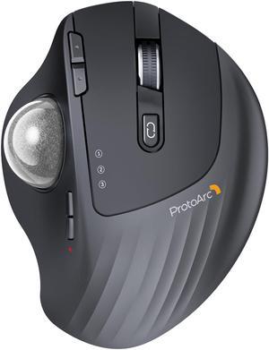 ProtoArc Wireless Trackball Mouse EM01 NL Ergonomic Bluetooth Rollerball Thumb Mouse Rechargeable Computer Laptop Mouse Adjustable Angle  3 Device Connection for PC Mac WindowsSilver Ball