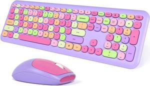 Meidosa Colorful Keyboard, Wireless Typewriter Keyboard Aesthetic Keyboard with Mouse Multi-Device Compatible for Windows XP / 7/8 / 10 PC Laptop
