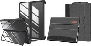 Fintie Hard Case for 13 Inch Microsoft Surface Pro 11/ Pro 10 / Pro 9 - Shockproof Rugged Cover with Clear Transparent Back Shell + Multiple Angle Viewing Portfolio Business Cover w/Pocket