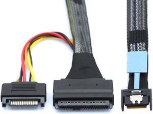 xiwai PCIe 5.0 MCIO 4X Mini Cool Edge IO to U.2 SFF-8639 NVME PCI-Express with 15P Sata Power Cable for SSD Mainboard 50cm