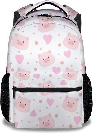 CUNEXTTIME Pig Backpack for Girls Boys, 16 Inch White Backpacks for School, Cute Lightweight Durable Bookbag for Kids
