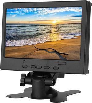 7 inch TFT LCD Monitor, 16:9 800:1 1024x600 250cd/m2 LED Backlight Widescreen 1080P HD Monitor Mini Screen w/Speaker,Support HDMI/VGA/AV,for/Car Display/CCTV(US)