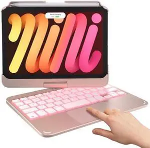 typecase Keyboard Case for iPad Mini 6 - Trackpad - Wireless Case with Keyboard for iPad Mini 6th Generation 8.3" 2021-10 Colors Backlit Keyboard Cover - Rose Gold