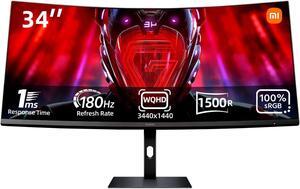 Xiaomi Curved Gaming Monitor 34-inch 180Hz High Reshed Rate 1ms Fast FreeSync Premium Professional Calibration 95% DCI-P3 100% sRGB* Low Blue Light Computer Screen Monitor Desktop Monitor