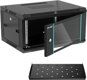 MT-VIKI 6U Wall Mount Server Cabinet Network Rack Vented Enclosure, 0.8mm thick, 17.7'' Deep (450mm), for 19'' IT Equipment, Included 1pcs 10'' Depth Rack Shelf
