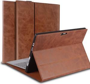 NANRUIL for Microsoft Surface Pro 9/10/11 Case 13 inch 2022/2024 Genuine Leather Cover Protective Shell Compatible with Type Cover Keyboard and Pencil Holder.Brown