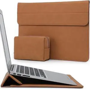 HYZUO 15-16 Inch Laptop Sleeve Case with Stand Feature for MacBook Pro 16 M4/M3/M2/M1 Pro/Max 2025-2019, XPS 15, MacBook Pro 15 2015-2012, Samsung Galaxy Book Flex/Pro 15, Brown