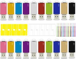 1GB USB Flash Drive Bulk 20 Pack, Nicepicten USB 2.0 Thumb Drives Memory Stick Jump Drive Zip Drive USB Swivel Pen Drive USB Bulk 1GB with Lanyard Label FAT USB Storage Flash Drive Pack of 20 Colorful