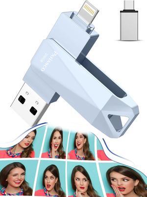 Apple MFi Certified Photo Stick for iPhone 256GB Flash Drive for iPhone, USB Flash Drive for iPhone Thumb Drive, iPhone-Memory-Stick for iPad/iPhone/Computer Picture Keeper Portable Hard Drive-Grey