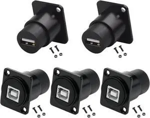 PENGLIN 5PCS USB 2.0 Female to Printer Panel Mount Connector, Type B to USB-A Convert Connector Support Data Transfer Compatible with Printer/Scanner/Mobile Hard Disk PENGLIN 5PCS USB 2.0 Female to Printer Panel Mount Connector, Type B to USB-A Convert Connector Support Data Transfer Compatible with Printer/Scanner/Mobile Hard Disk