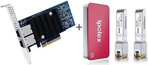 10GbE Copper Network Bundle: Versatile Pack of 2 SFP+ to RJ45 Transceiver and PCI-E NIC for Intel X540-T2