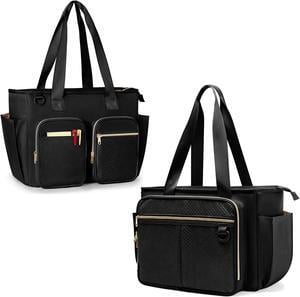 Teacher Tote Bag with Laptop Compartment, Large Teacher Bag with Accordion File Organizer Pocket, Teacher Work Utility Bag for Women