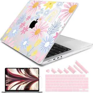 DONGKE for M4 MacBook Pro 14 inch Case 2024 2023 2021 A3112 A3401 A3185 M3 A2918 A2992 M2 A2779 M1 A2442 Pro Max with Retina XDR Display & Touch ID, Plastic Hard Shell Cover, Florals
