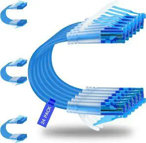 Cat 6a Ethernet Cable 6ft (24-Pack) - Cat6a Patch Cable, Cat 6a Patch Cable 28AWG 10Gbps for Data Centers,Cat6a Ethernet Cable, Network Cable, Internet Cable (Blue, 6FT 24Pack)