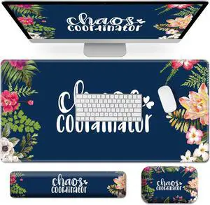 EDGFRTOIO Large Mouse Pad for Desk, Keyboard Wrist Rest + Elbow Rest Wrist Support Mouse Pad Set, XXL Extended Gaming Mousepad Computer Desk Mat 31.5"x15.7" Easy Typing for Desktop, Floral Chaos