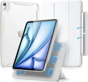 ESR for iPad Air 11 Inch Case M3/M2 (2025/2024), iPad Air 5th/4th Gen Case (2022/2020) 10.9 Inch with Pencil Holder, Removable Magnetic Cover, Vertical Stand, Rebound 360 Series, White