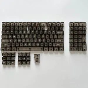 Elacgap 132 Keys Crystal Transparent Keycap Set, CBSA Profile, RGB Mechanical Keyboard PC Material Keycaps (Transparent Black)