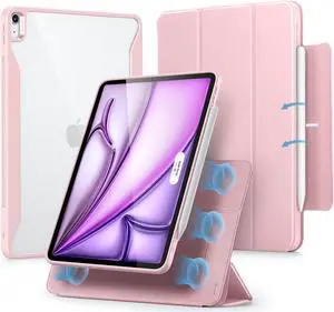 ESR for iPad Air 13 Inch Case (2025/2024) M3/M2 with Pencil Holder, Removable Magnetic Cover, Vertical Stand, Fully Supports Pencil Pro and Pencil(USB-C), Rebound 360 Series, Pink