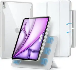 ESR for iPad Air 13 Inch Case (2025/2024) M3/M2 with Pencil Holder, Removable Magnetic Cover, Vertical Stand, Fully Supports Pencil Pro and Pencil(USB-C), Rebound 360 Series, White