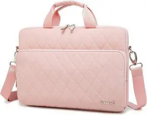 Kinmac 360 Degree Laptop Bag Full Cushioned Laptop Shoulder Bag For MacBook Air Pro 13 inch MacBook 14 inch and 13 inch-14 inch Laptop (Pink)
