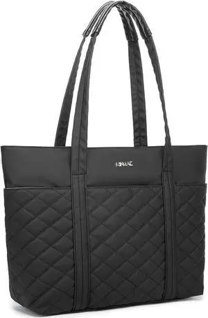 Kinmac Women's Laptop Tote Bag Top Handle Handbag Work Bag for Laptop Computer Up to 15 inch (Black Embroidery)