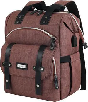 Laptop Backpack for Women,Stylish Doctor Nurse Teacher Work Travel Backpack for 15.6 Inch Laptop with RFID Anti-theft USB Charging Port Water Resistant College Purse Business Computer Bookbag-Rusty