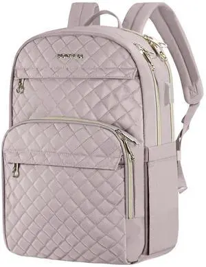 KROSER Laptop Backpack for Women 15.6 Inch Stylish Daypack with USB Charging Port, Water-repellent Nylon Backpack for Travel/Business, Dusty Pink
