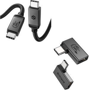 Silkland USB 4 Cable for Thunderbolt 4 Cable 40Gbps and USB C 90 Degree Adapter 2 Pack, 240W 40Gbps