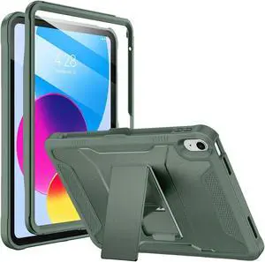 Soke Case for iPad (A16) 11th Generation 11-inch 2025, iPad 10th Generation 10.9-inch 2022, with Built-in Screen Protector and Kickstand, Rugged Full Body Protective Cover - Calke Green