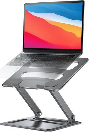 LORYERGO Adjustable Laptop Stand, Portable for 17.3inch Laptops, Holds Up to 17.6lbs, Ergonomic Posture & Heat Dissipation - Gray