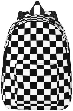 FYCFSLMY Black and White Checkered Pattern Backpack with Adjustable Straps, Suitable for Travel Picnics Activities