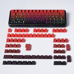 PBT Side Printed Keycaps, Shine Through Keycaps, Backlit Keycaps, 136 Keys Cherry Profile Black Red Double Shot Keycap Set for Mechanical Keyboard 61/64/84/87/104/108